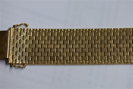 A 1960s 18ct three colour gold brick link bracelet, 80.9 grams.